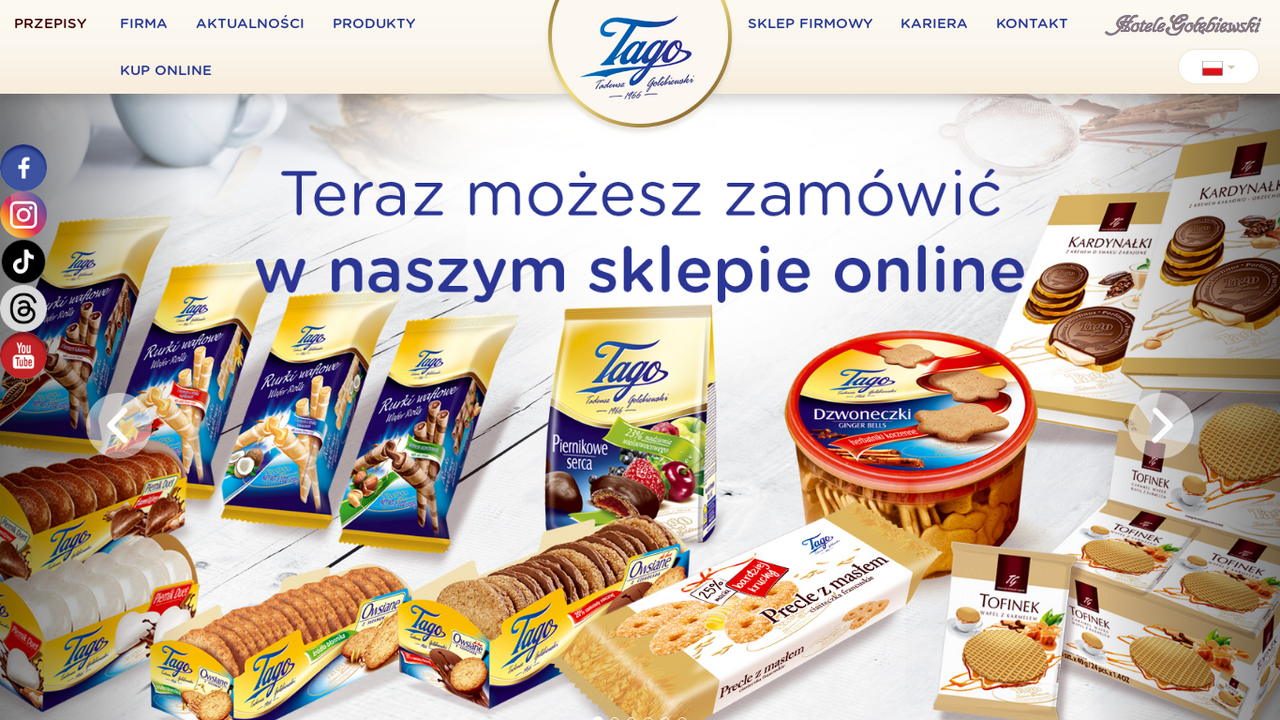 Zrzut strony Producent ciastek - Tago