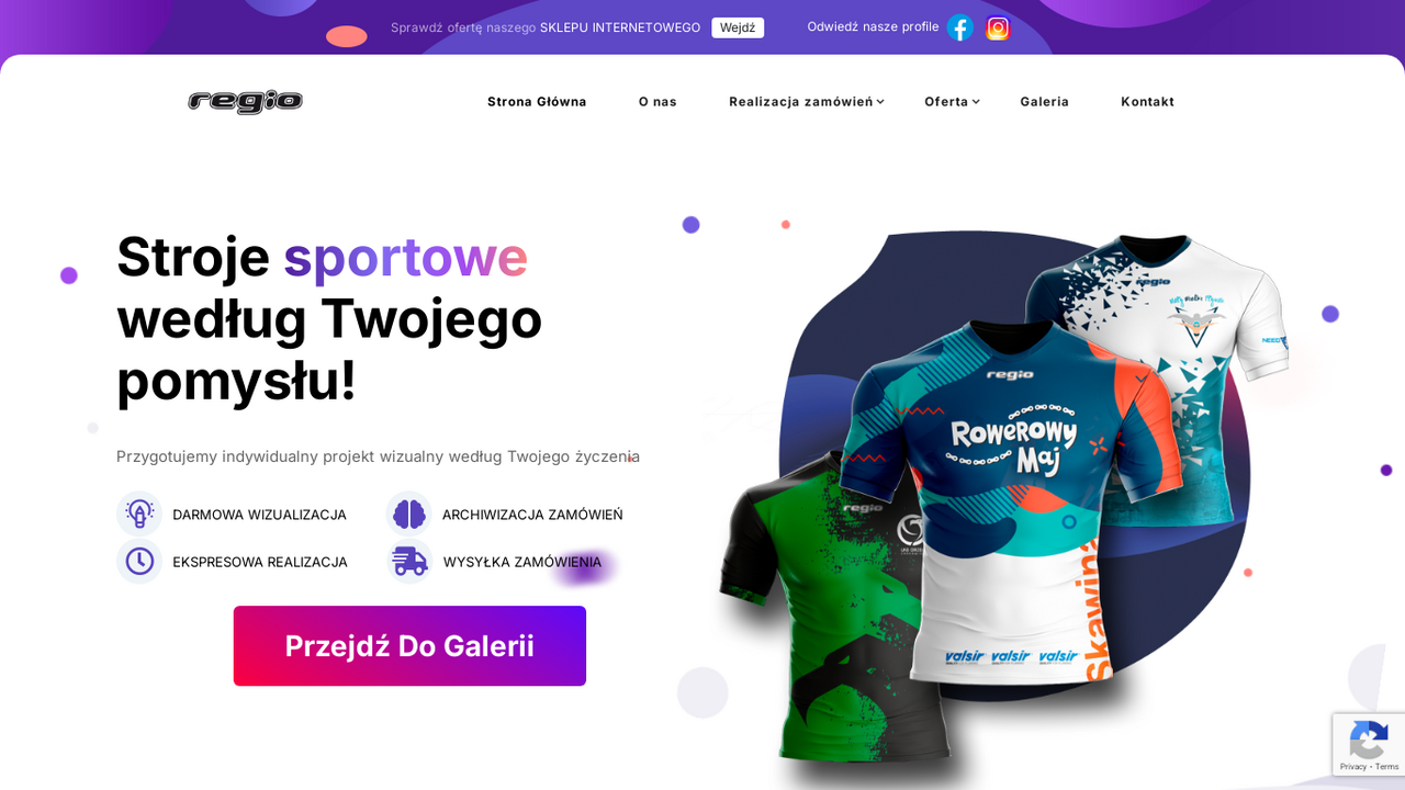Zrzut strony Personalizowana odzież sportowa	na zamówienie Regio