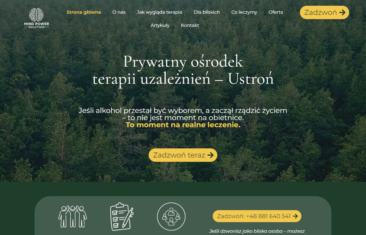 Zrzut strony Ośrodek Terapii Uzależnień Mind Power Solution