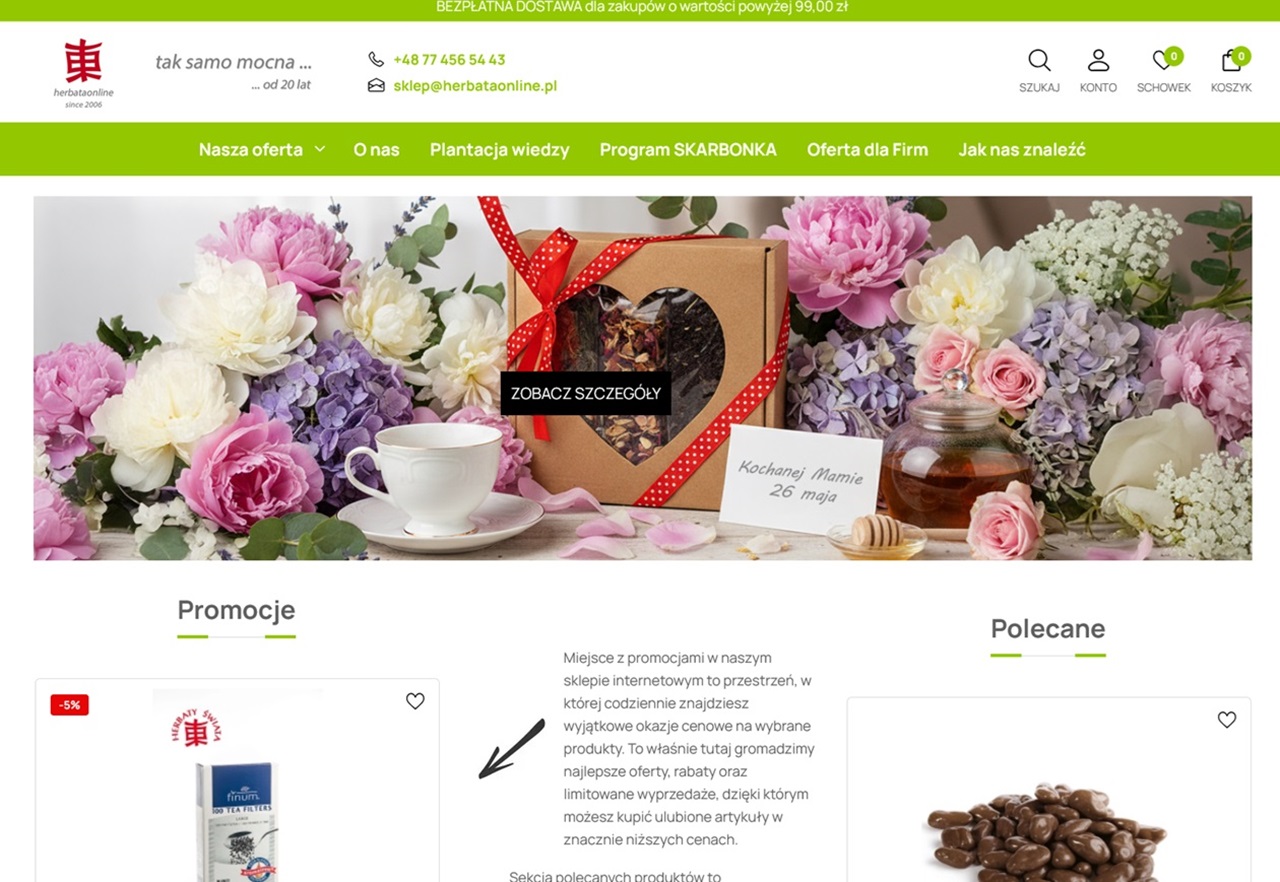 Zrzut strony Sklep Internetowy Herbataonline