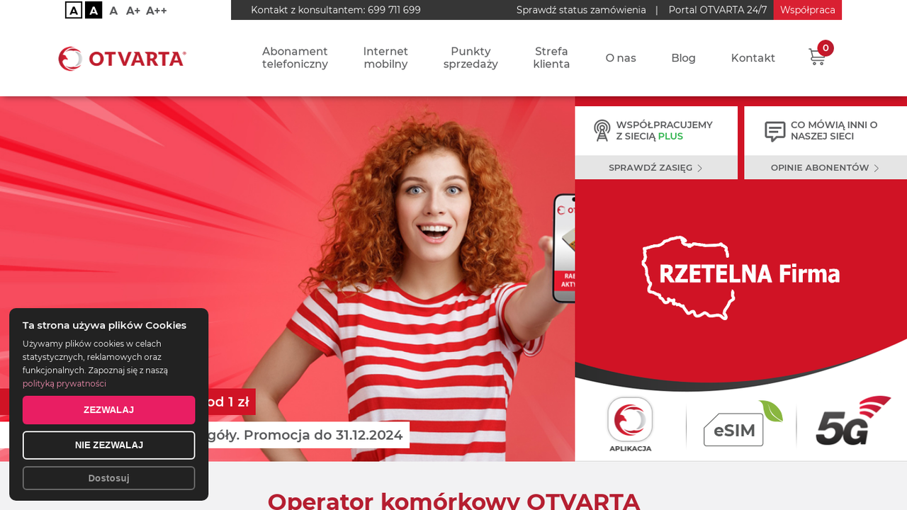 Zrzut strony Operator komórkowy OTVARTA