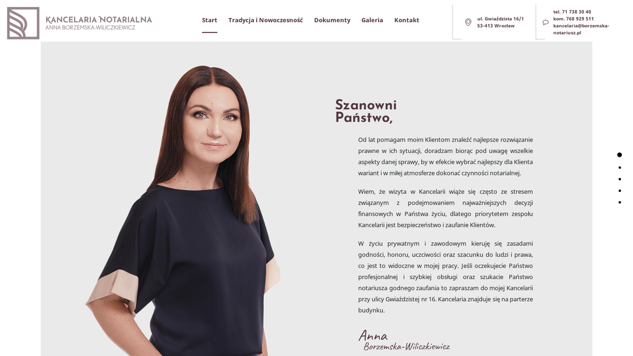 Zrzut strony Notariusz Wrocław - Kancelaria Notarialna Anna Borzemska-Wiliczkiewicz