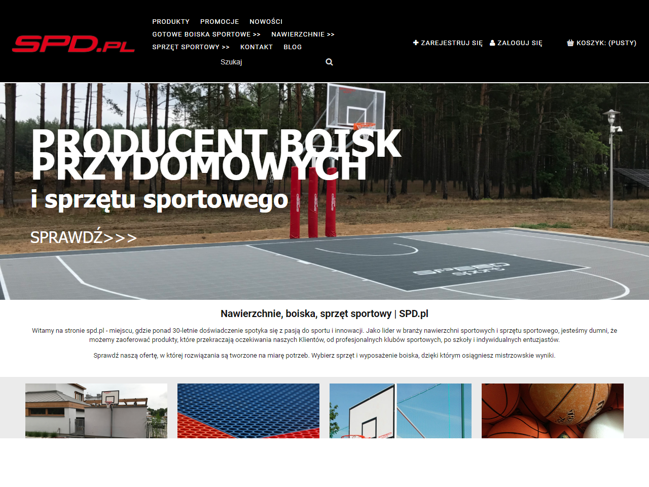 Zrzut strony Sklep internetowy SPD.pl - nawierzchnie, boiska, sprzęt sportowy